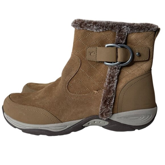 Easy Spirit Ember Faux Fur Trim Tan Ankle Boots Size 9 - Picture 1 of 16